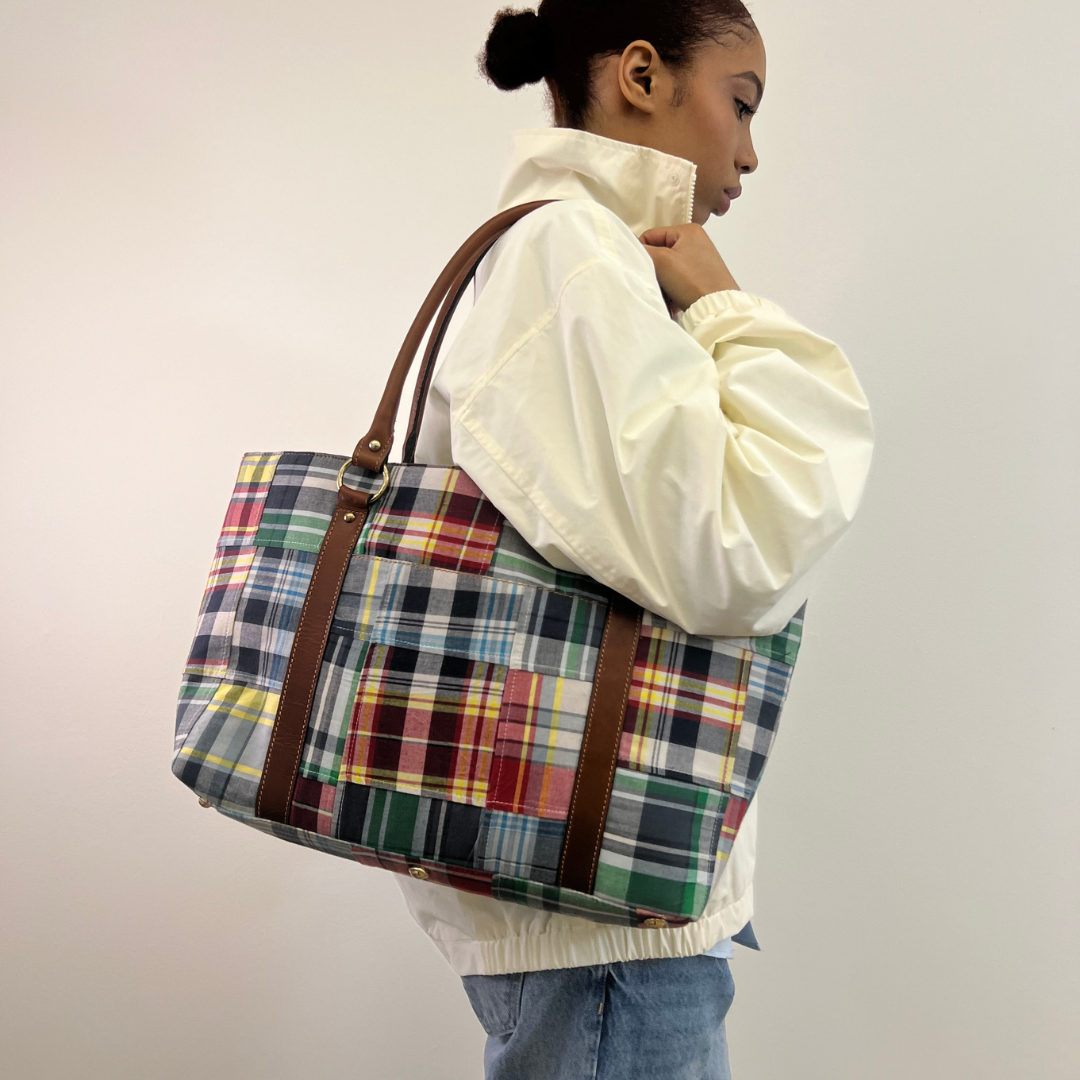 Madras Patchwork Tote - Nautical