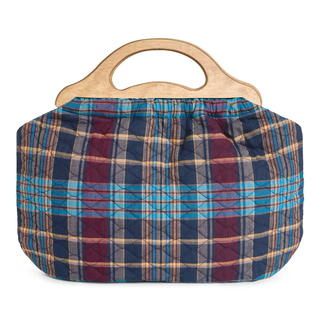 Quilted Bermuda Bag - Navy Madras Plaid