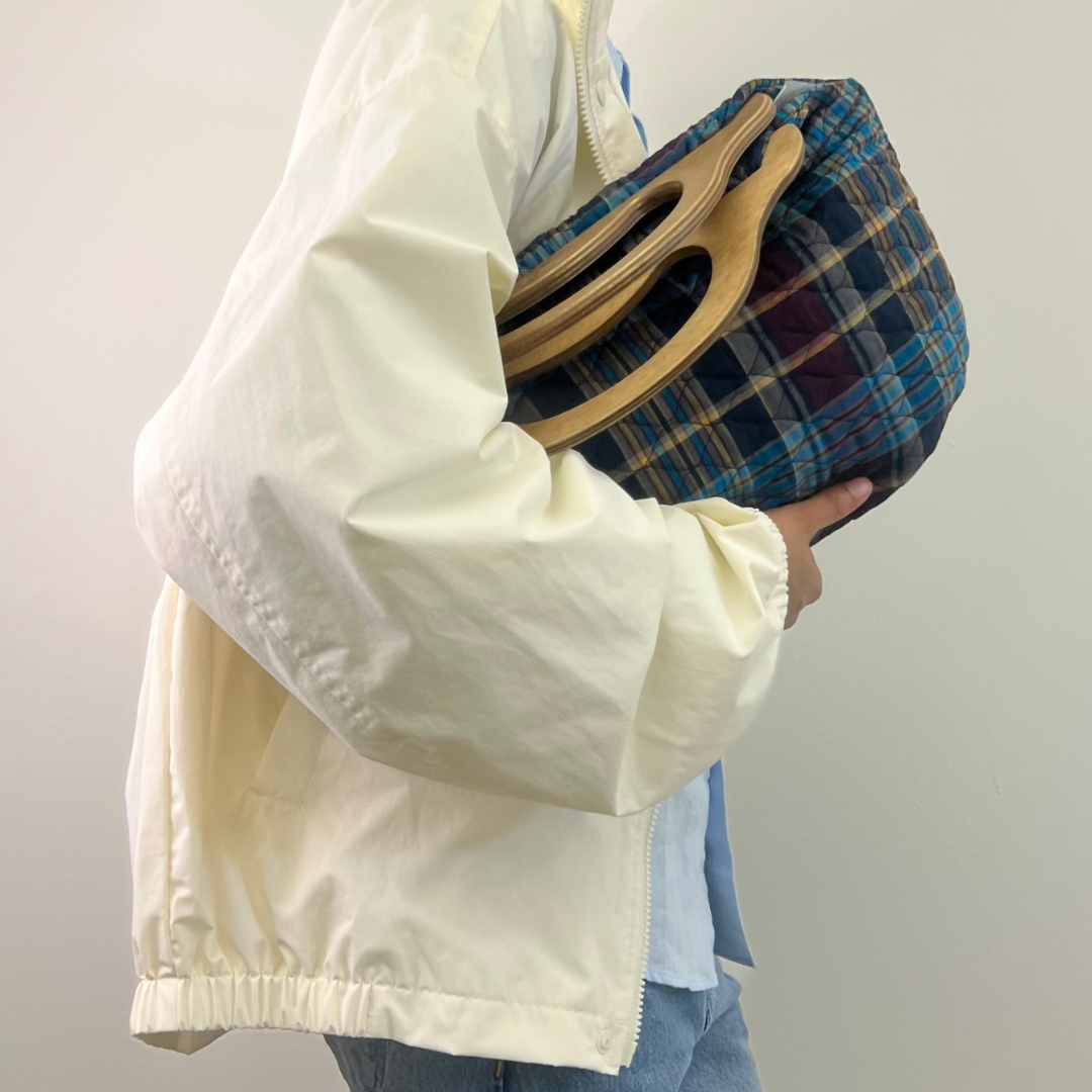 Quilted Bermuda Bag - Navy Madras Plaid