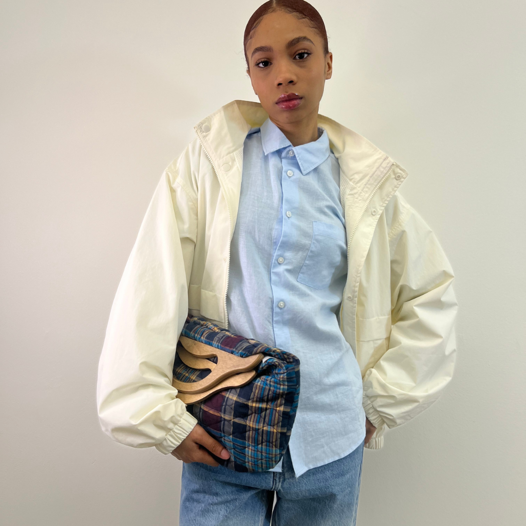 Quilted Bermuda Bag - Navy Madras Plaid