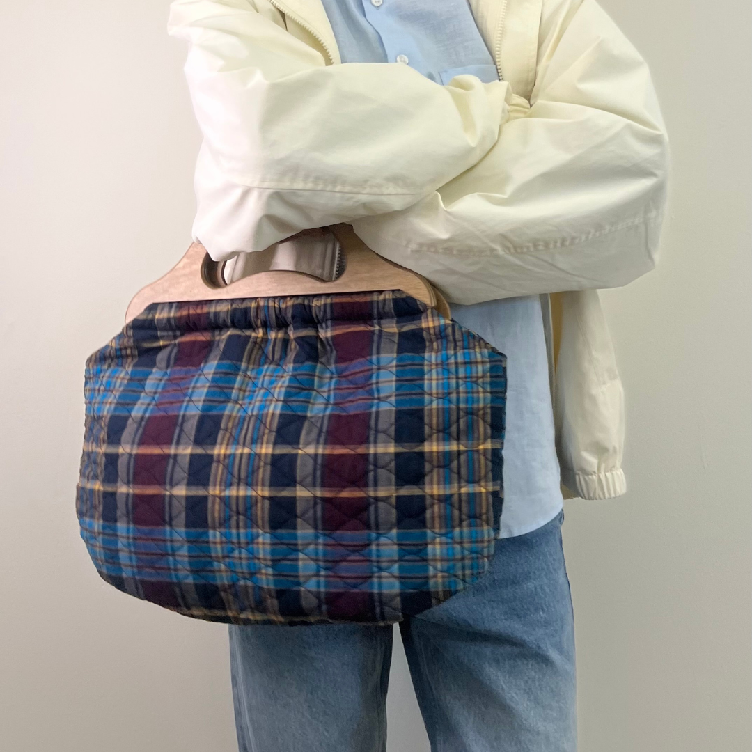 Quilted Bermuda Bag - Navy Madras Plaid