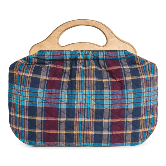 Quilted Bermuda Bag - Navy Madras Plaid