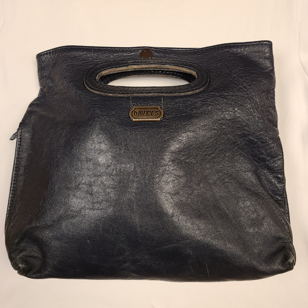 Vintage 1960s Navy Leather Bermuda Bag