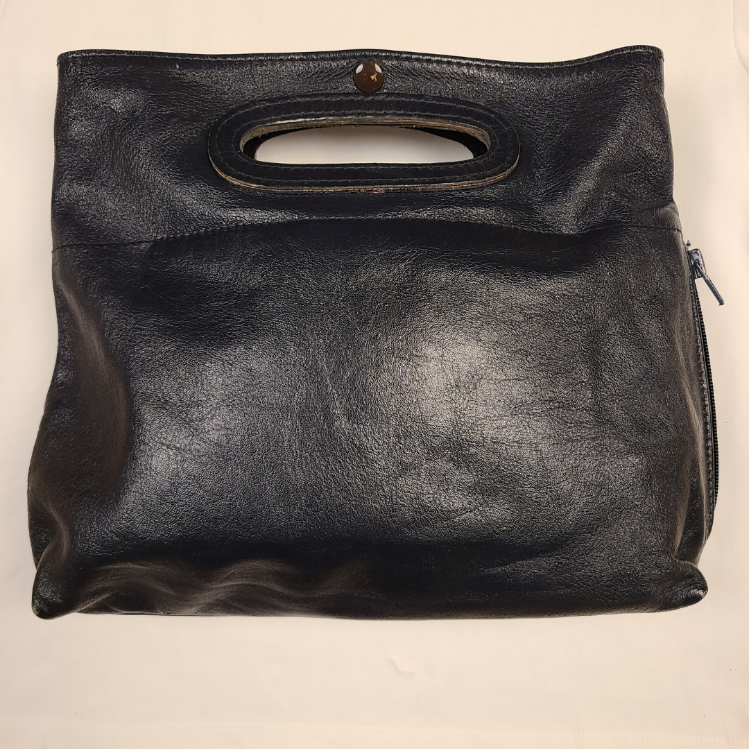 Vintage 1960s Navy Leather Bermuda Bag