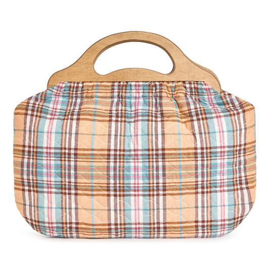 Quilted Bermuda Bag - Tan Madras Plaid