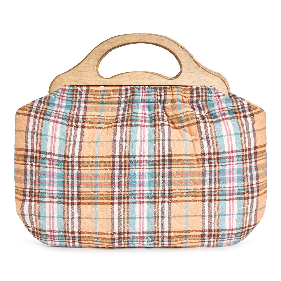 Quilted Bermuda Bag - Tan Madras Plaid