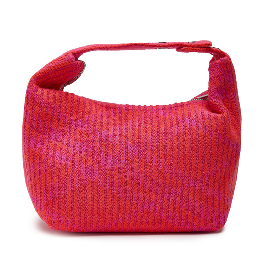 Grafton Plaid Sweater Knit Bag - Orange + Fuchsia