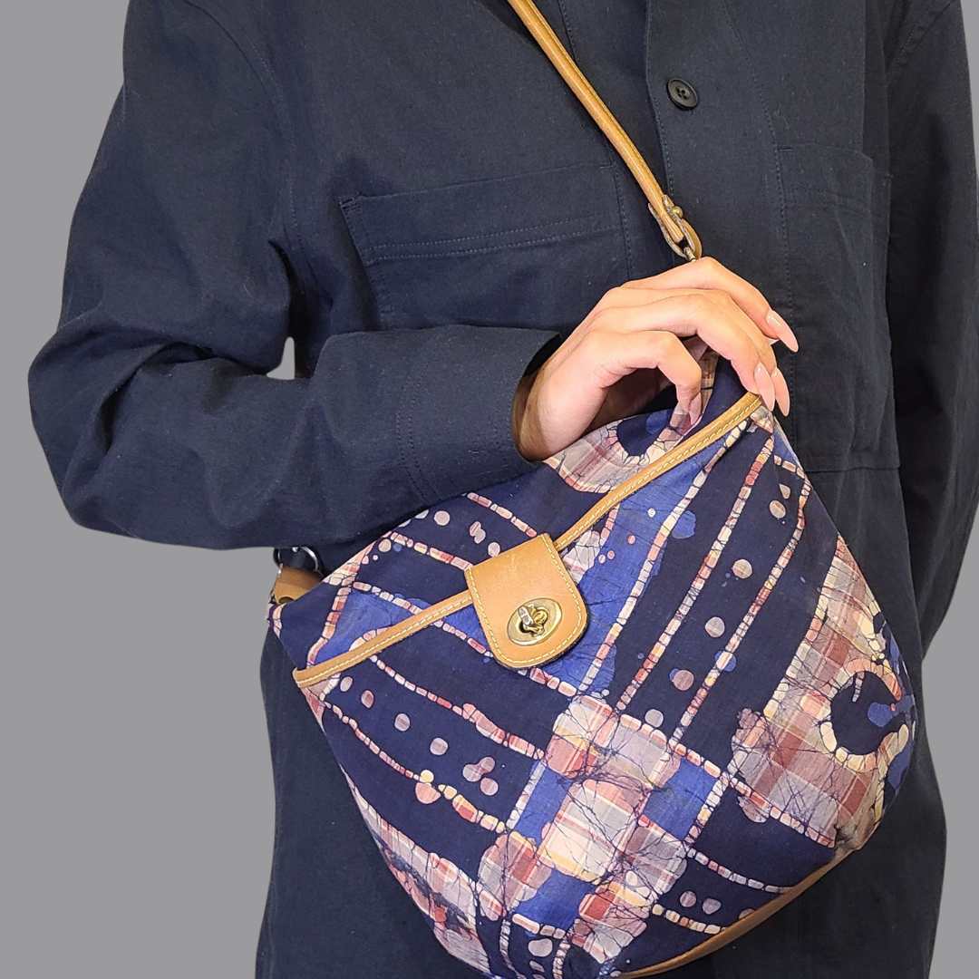 Vintage 1960s Batik Madras Plaid Shoulder Bag