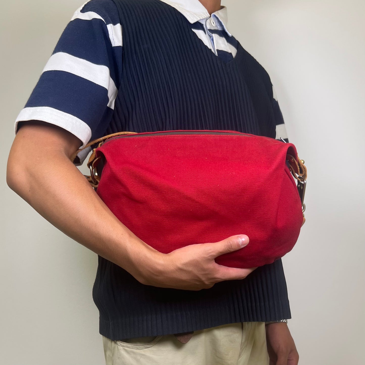 Vintage 1980s Red Canvas Shoulder Bag