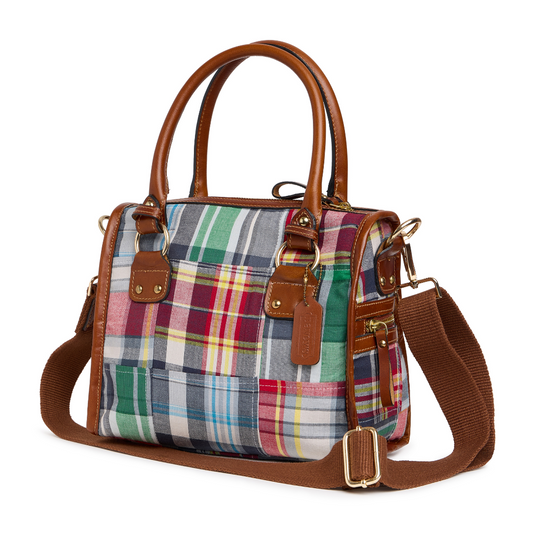 Madras Patchwork Satchel Bag - Nautical