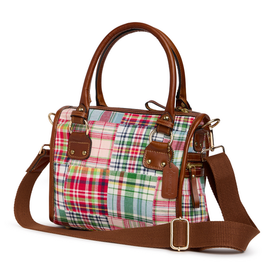 Madras Patchwork Satchel Bag - Watermelon