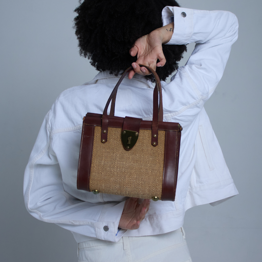 Vintage 1960s Straw Bag with Top Handles