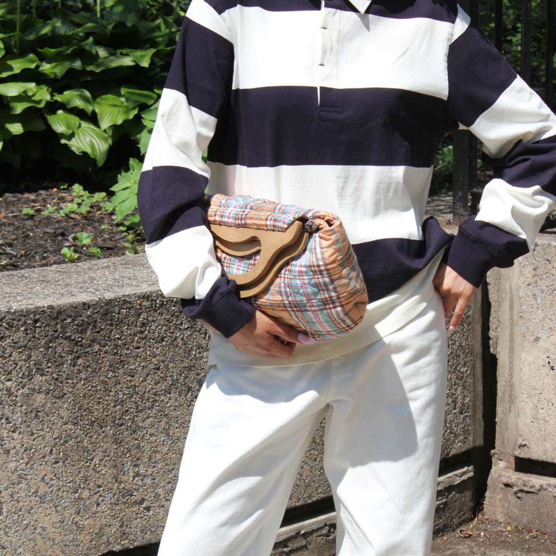 Quilted Bermuda Bag - Tan Madras Plaid