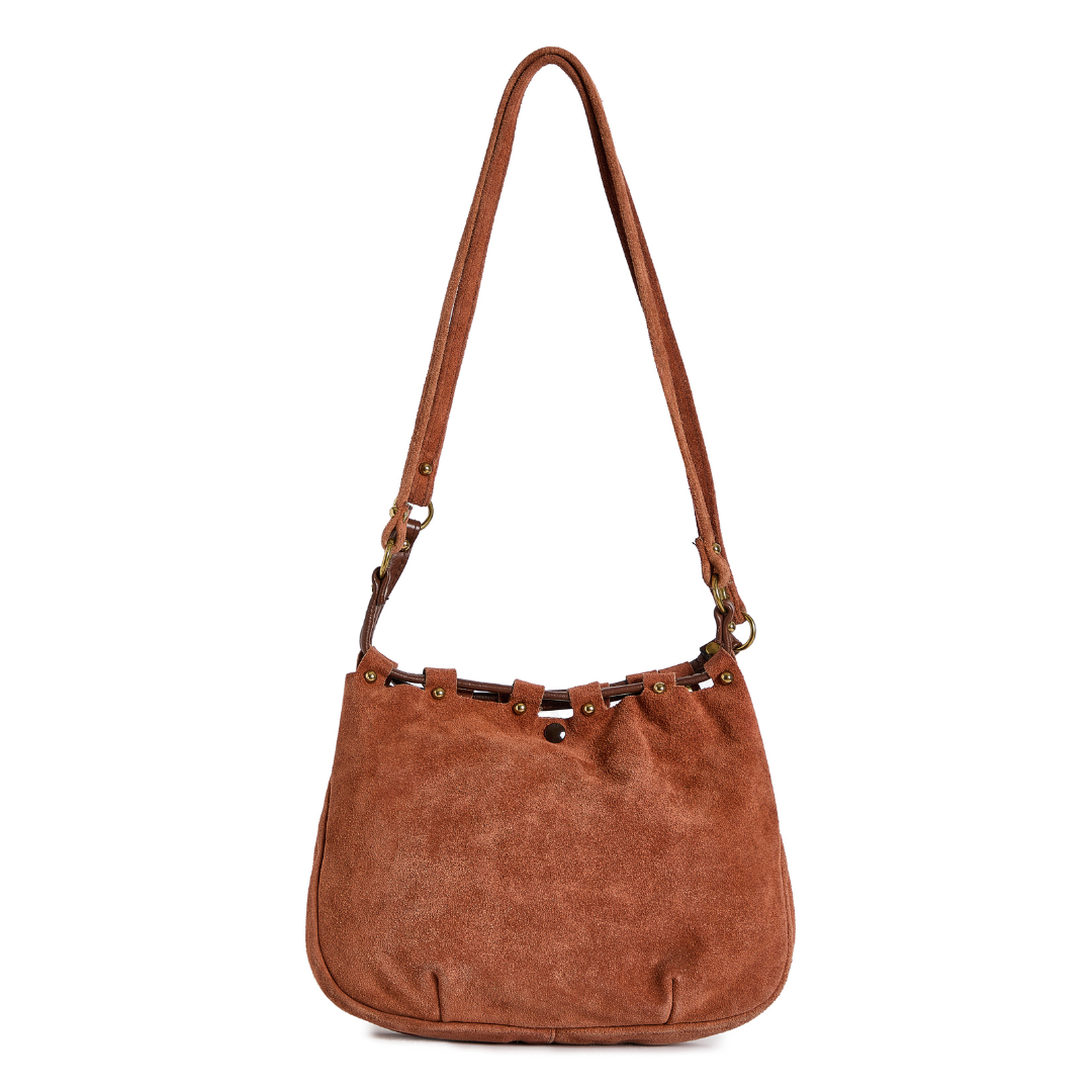 Vintage 1960s Brown Suede Tote Bag