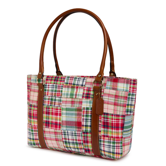 Madras Patchwork Tote - Watermelon
