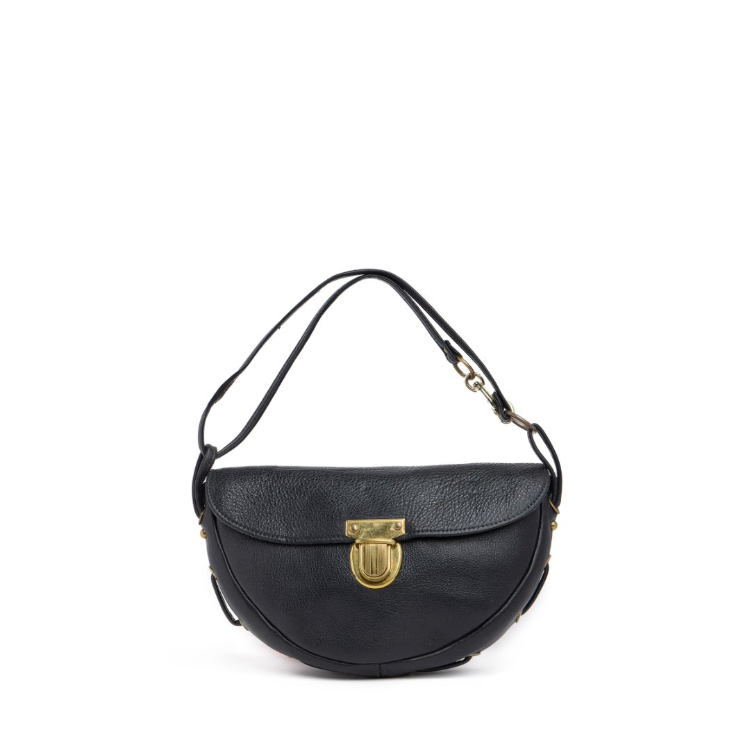 Vintage 1960s Black Leather Handbag