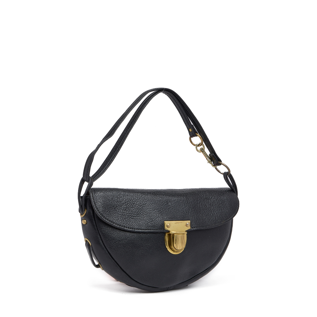 Vintage 1960s Black Leather Handbag