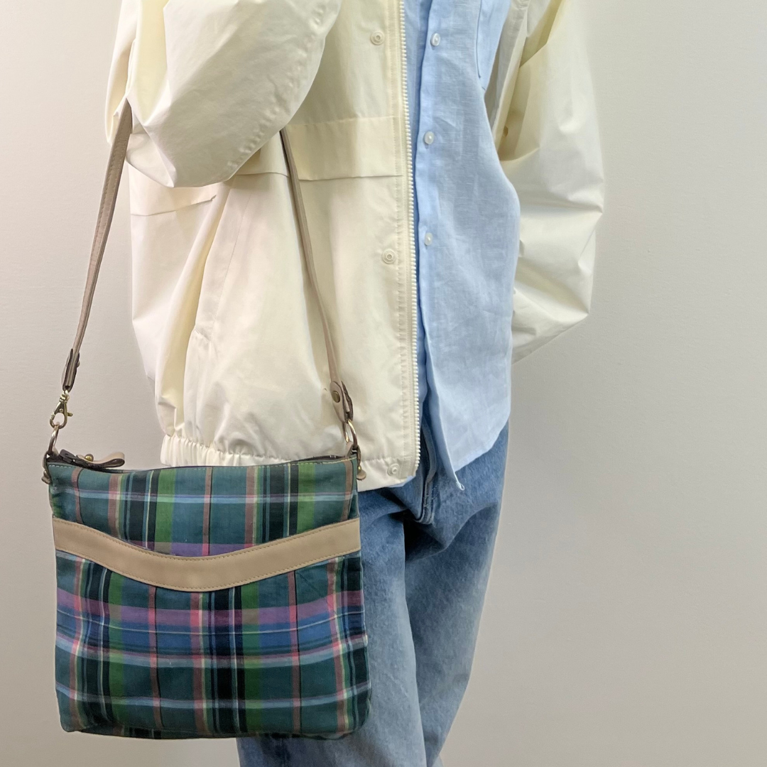 Vintage 1980s Madras Plaid Shoulder Bag