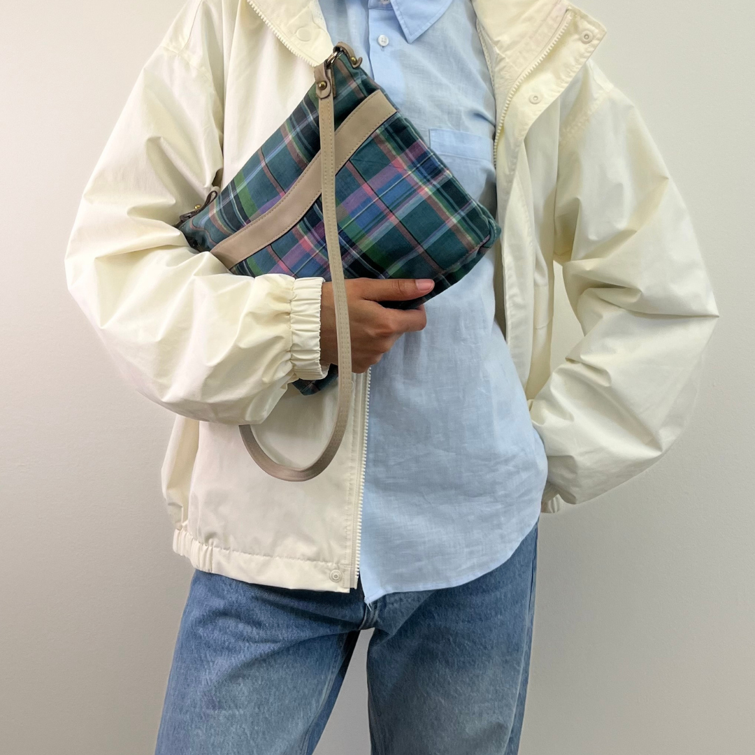 Vintage 1980s Madras Plaid Shoulder Bag