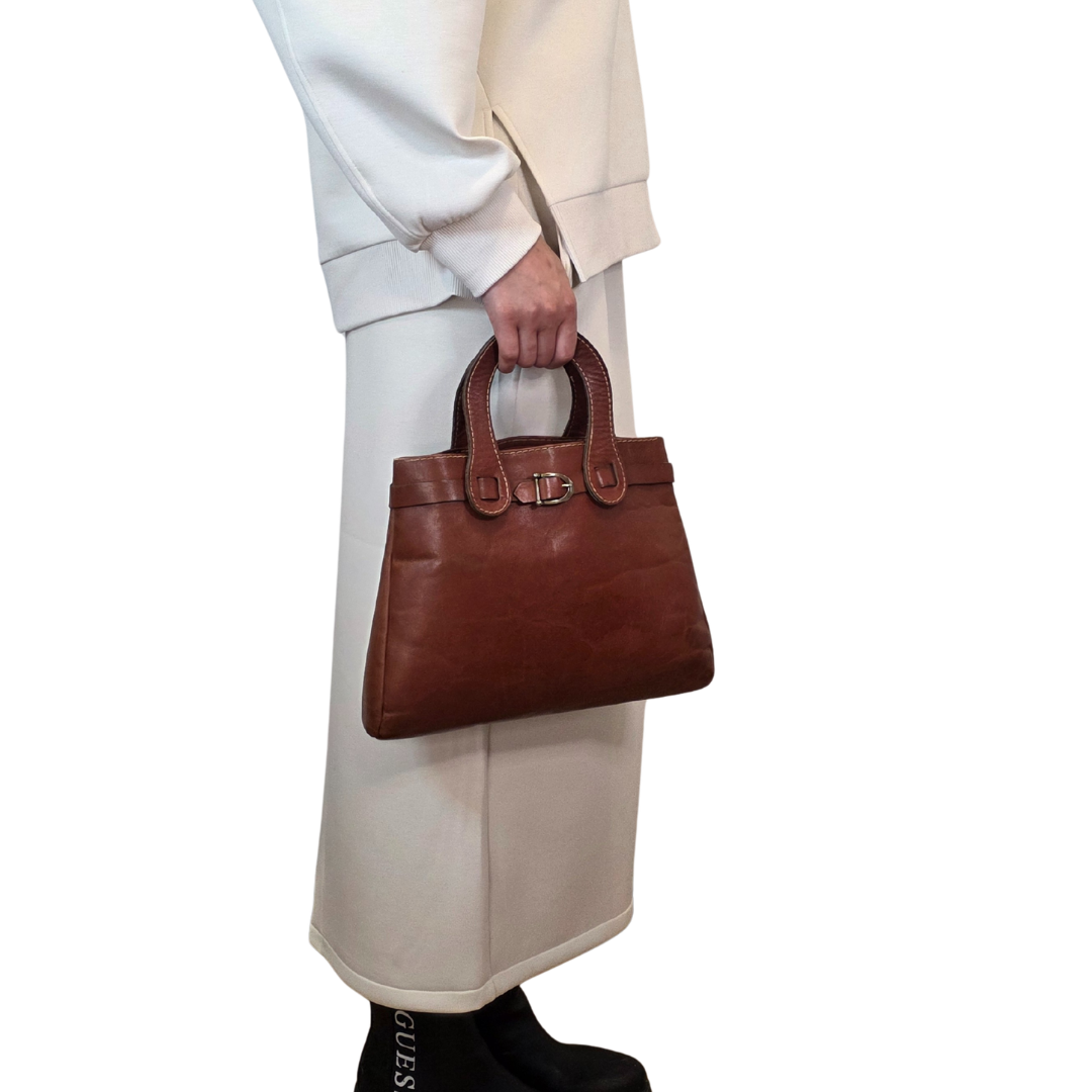 Vintage 1960s Brown Leather Belt Bag