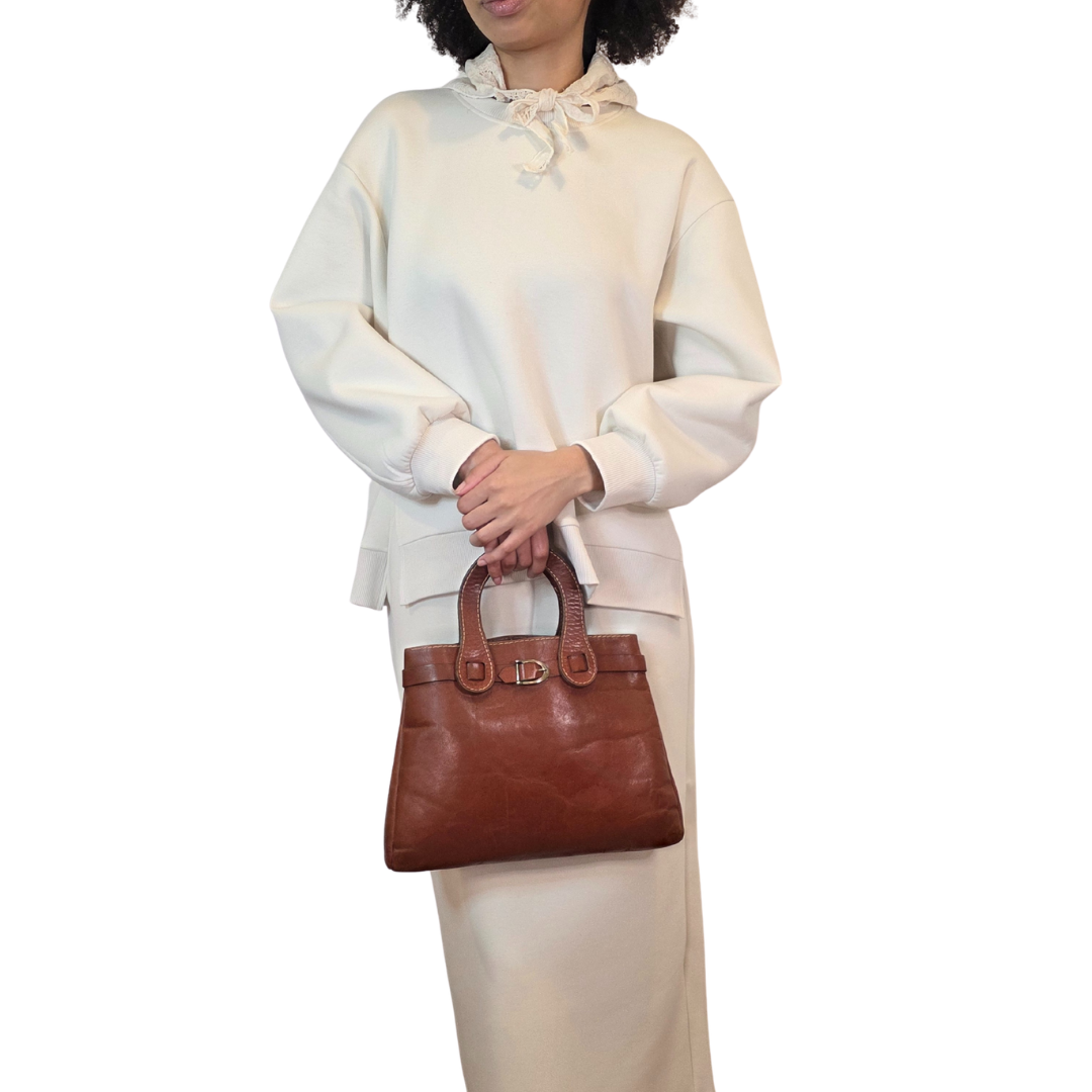 Vintage 1960s Brown Leather Belt Bag