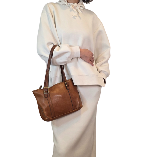 Vintage 1970s Brown Leather Shoulder Bag