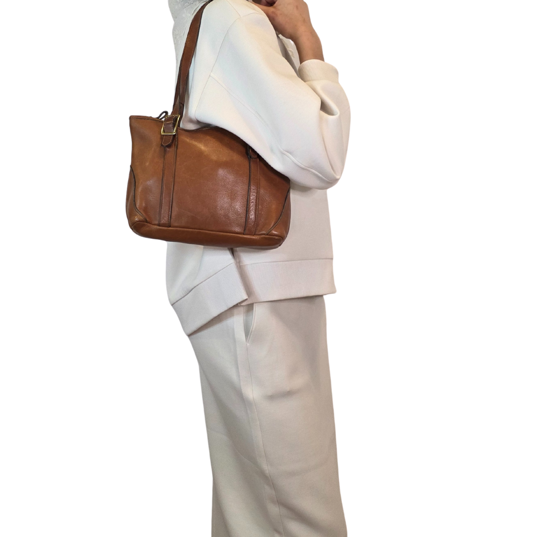 Vintage 1970s Brown Leather Shoulder Bag