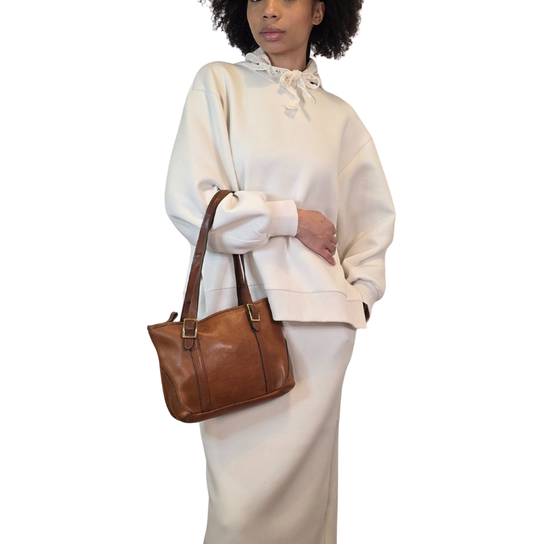 Vintage 1970s Brown Leather Shoulder Bag