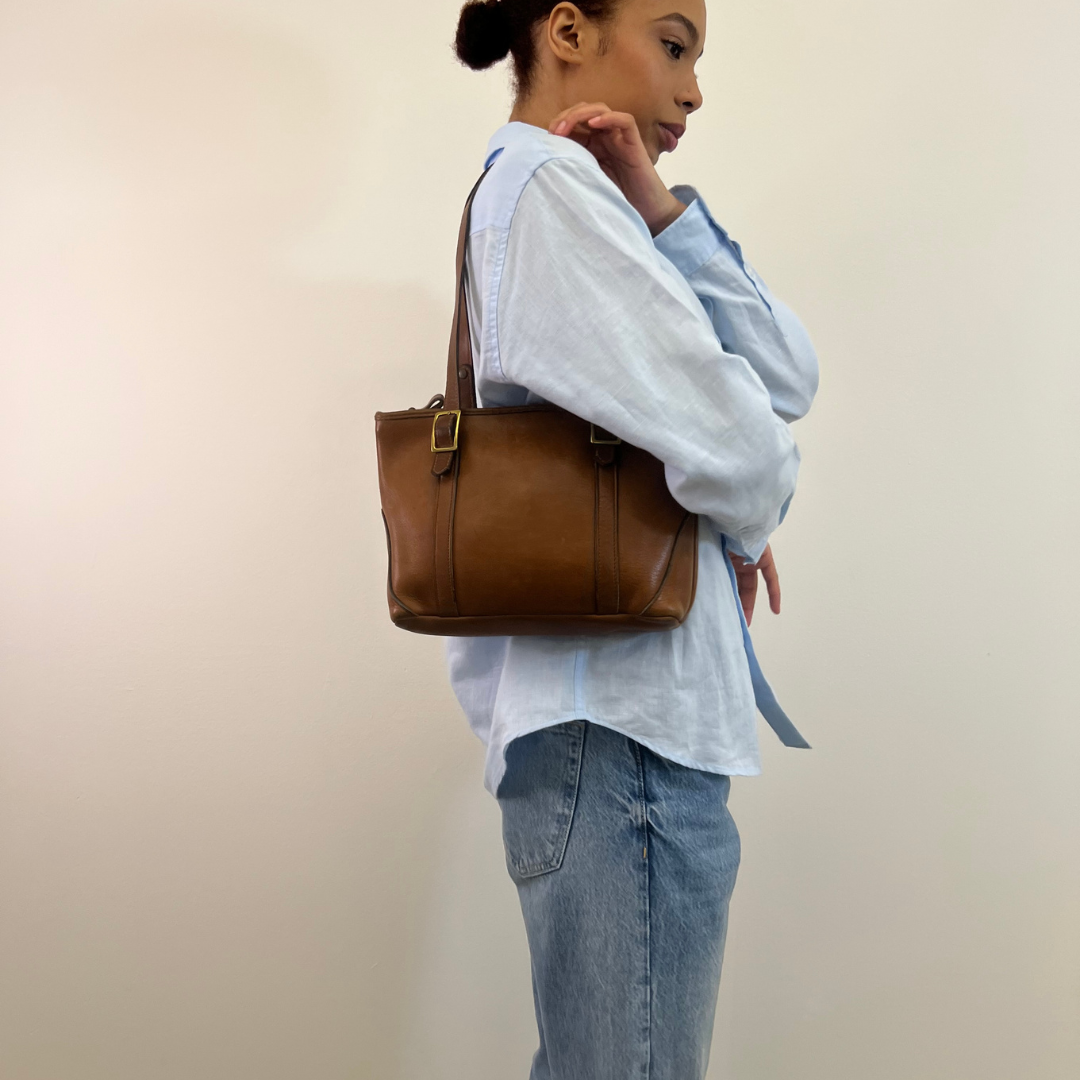 Vintage 1960s Brown Leather Shoulder Bag