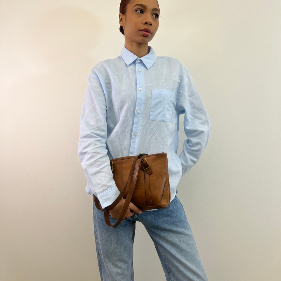 Vintage 1960s Brown Leather Shoulder Bag