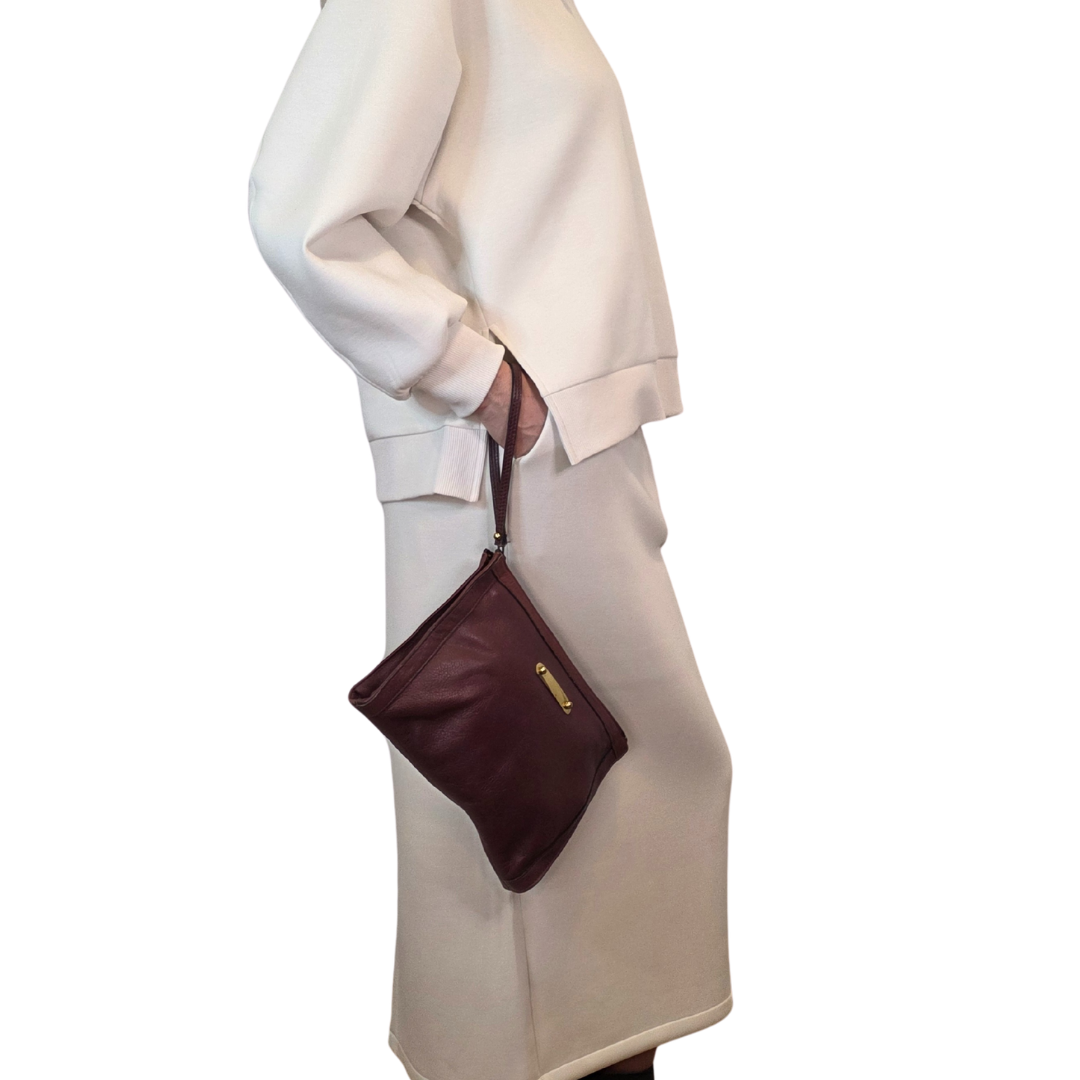 Vintage 1960s Burgundy Leather Wristlet