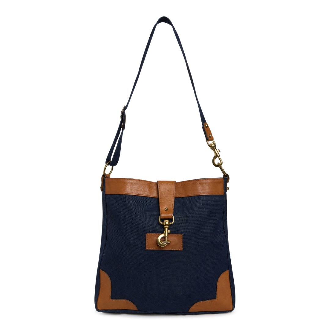 Vintage 1970s Navy Cotton Canvas Handbag