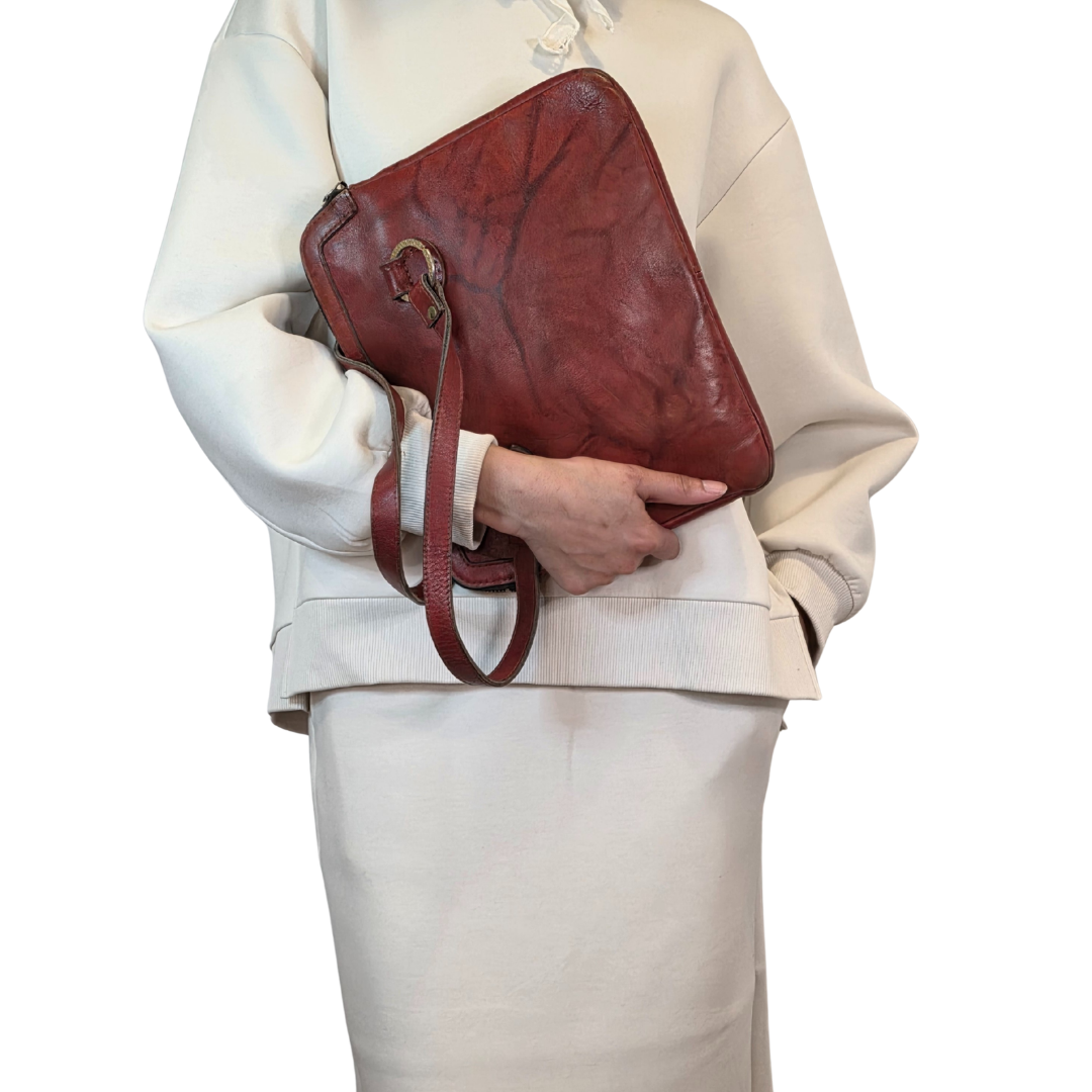 Vintage 1960s Burnt Orange Leather Satchel