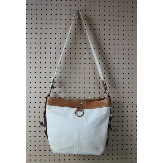Vintage 1980s Canvas and Leather Shoulder Bag