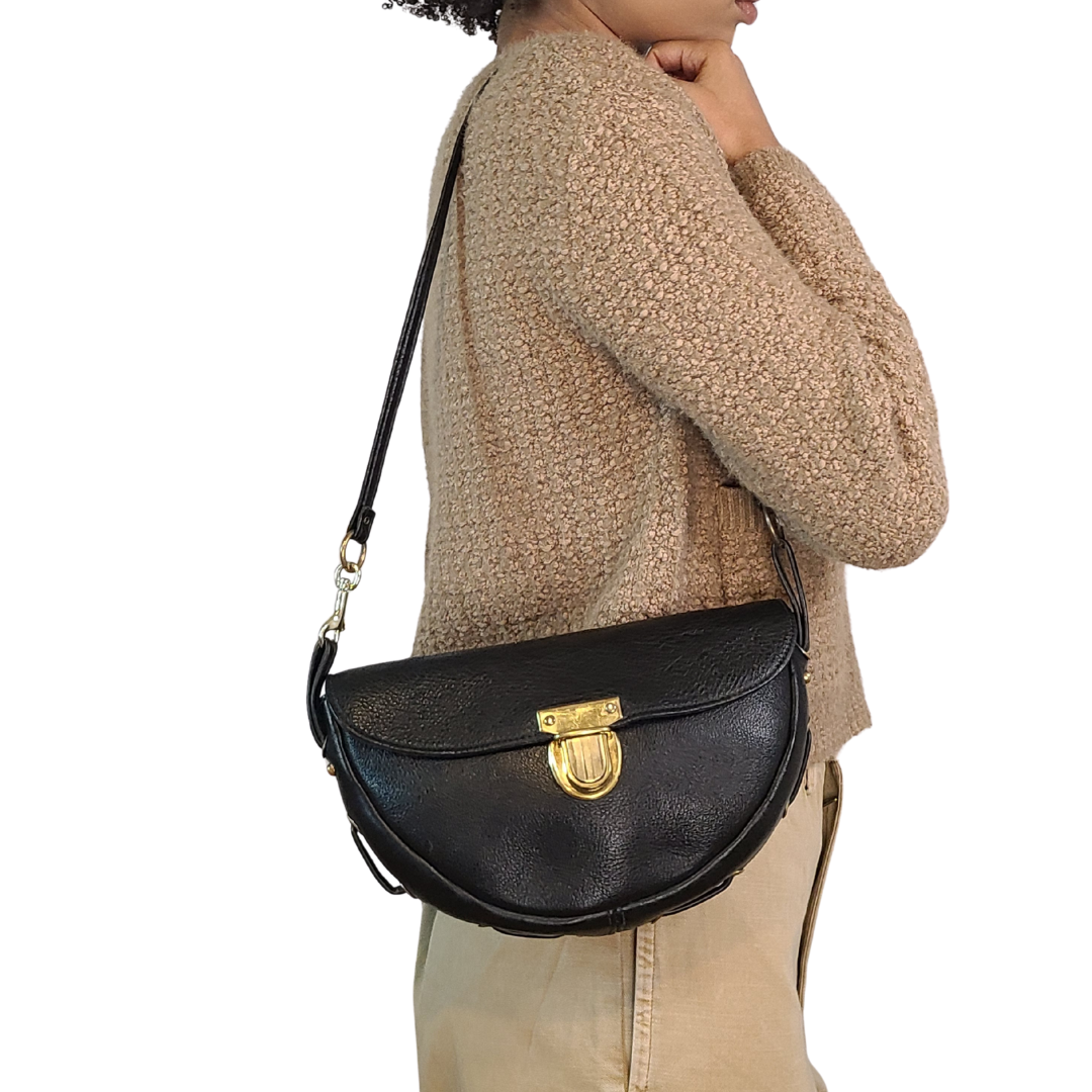 Vintage 1960s Black Leather Handbag