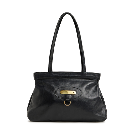 Vintage 1970s Black Leather Satchel