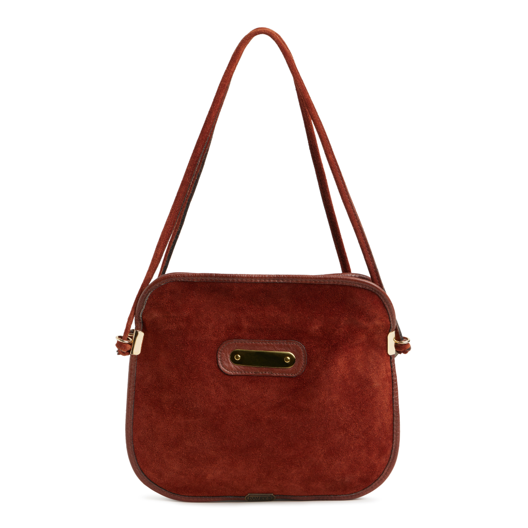 Vintage 1960s Rust Orange Suede Shoulder Bag