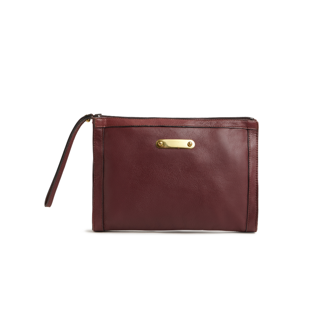 Vintage 1960s Burgundy Leather Wristlet