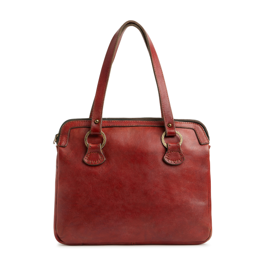 Vintage 1960s Burnt Orange Leather Satchel