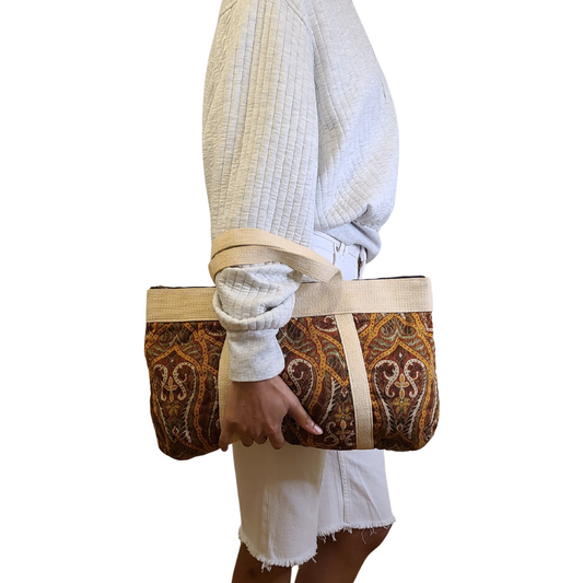 Vintage Quilted Cotton East West Tote Bag