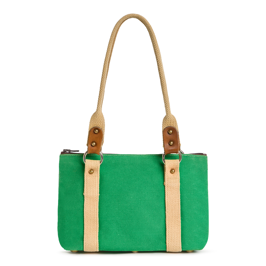 Vintage 1980s Green Canvas Tote