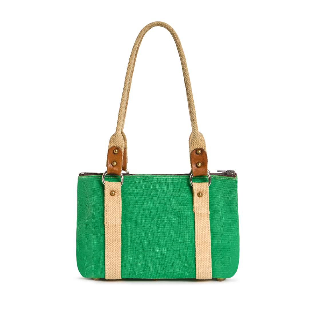 Vintage 1980s Green Canvas Tote