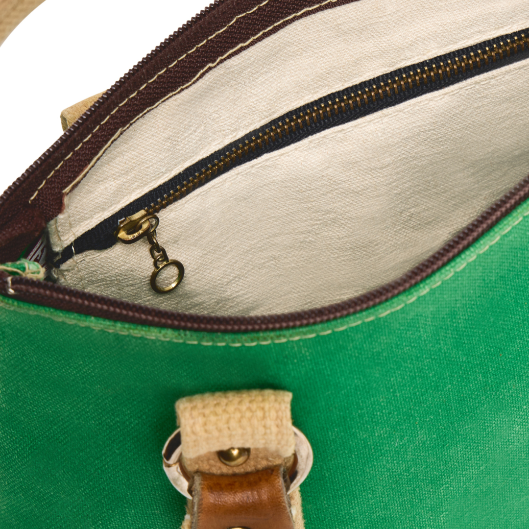 Vintage 1980s Green Canvas Tote