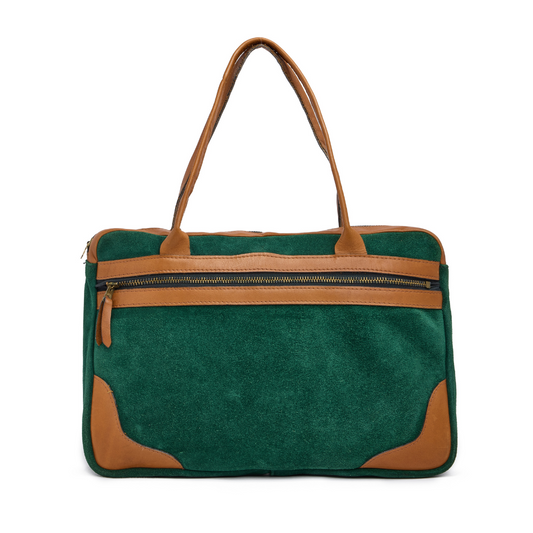 Vintage 1960s Green Suede Satchel