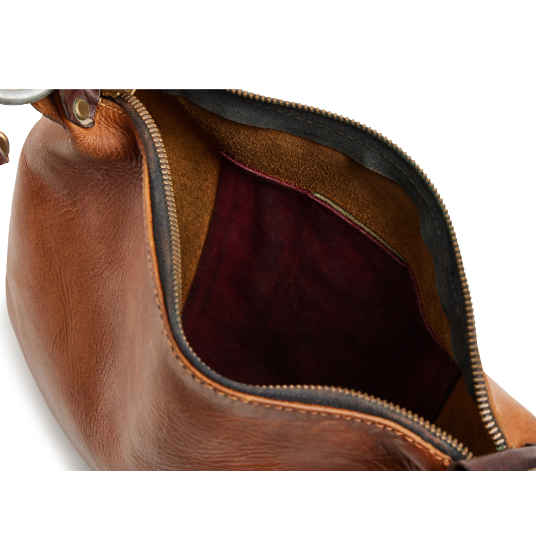 Vintage 1960s Leather Shoulder Bag with Suede Accents