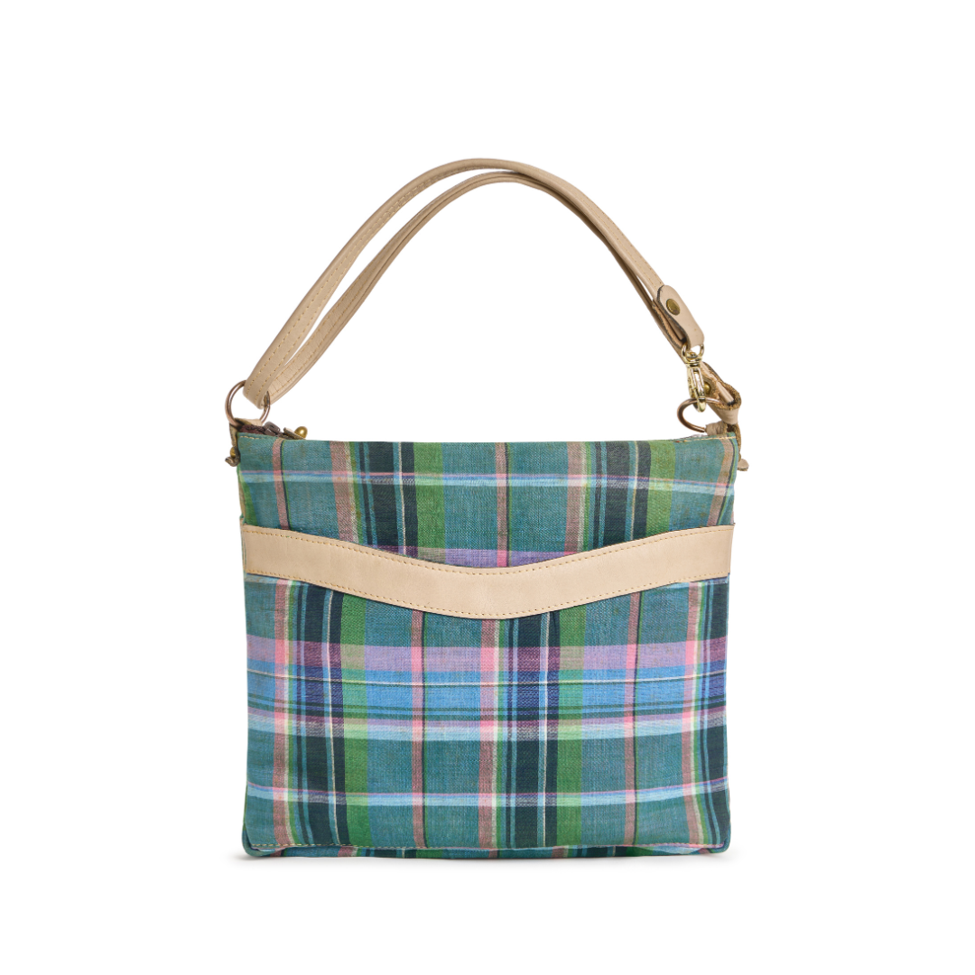 Vintage 1980s Madras Plaid Shoulder Bag