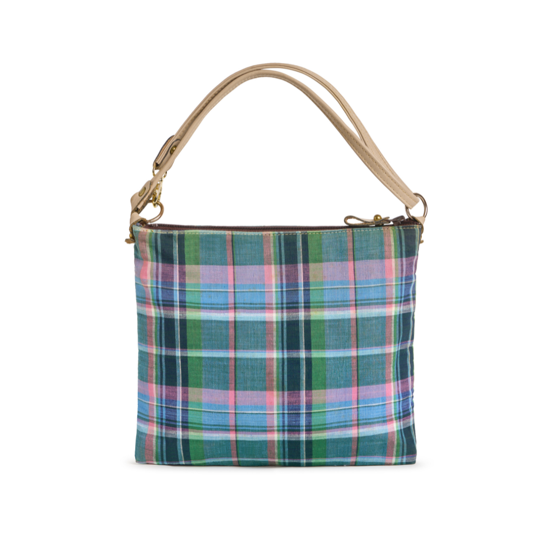 Vintage 1980s Madras Plaid Shoulder Bag