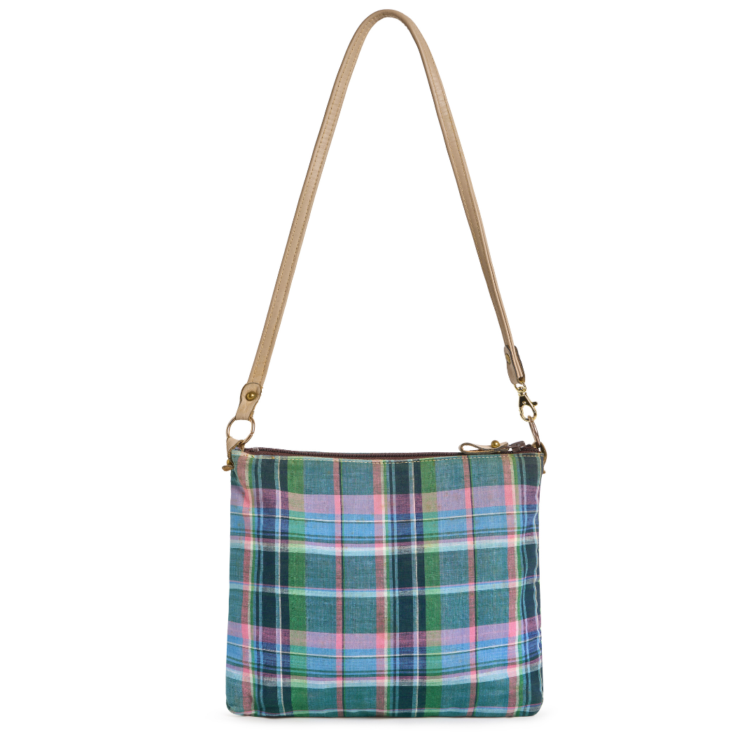 Vintage 1980s Madras Plaid Shoulder Bag