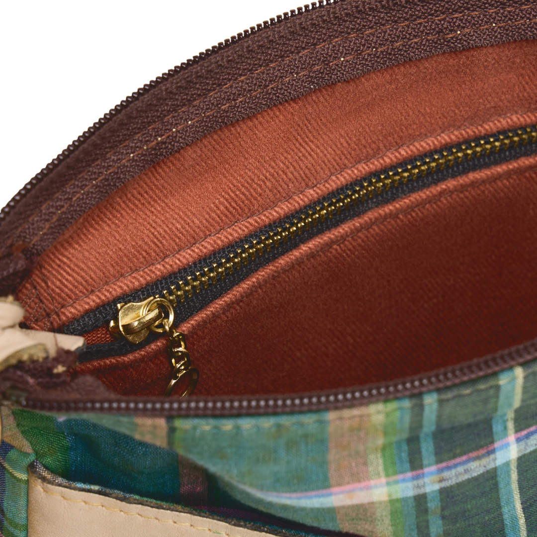 Vintage 1980s Madras Plaid Shoulder Bag