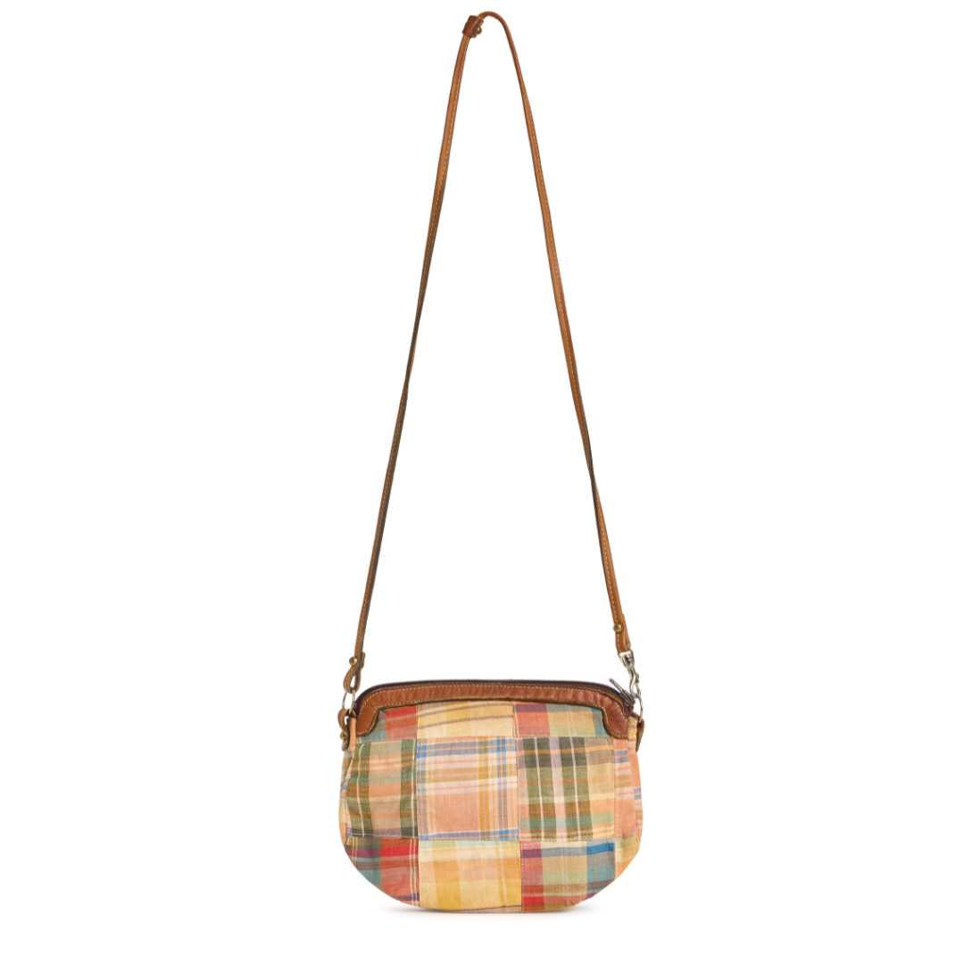Vintage 1980s Washed Madras Plaid Shoulder Bag